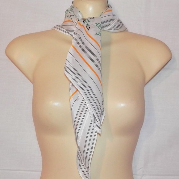 Vintage Morsly Scarf Yellow Green Blk Floral I001 - Picture 1 of 6